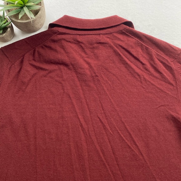 Banana Republic Stretch Merino Wool Blend Johnny Collar Long Sleeve Sweater Polo - Picture 6 of 16